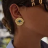 Evil Eye Mixed Metal Statement Earrings