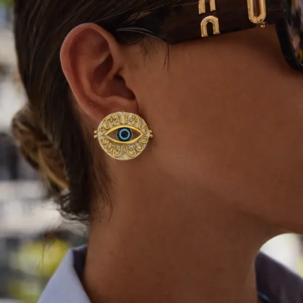Evil Eye Mixed Metal Statement Earrings