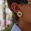 Evil Eye Mixed Metal Statement Earrings