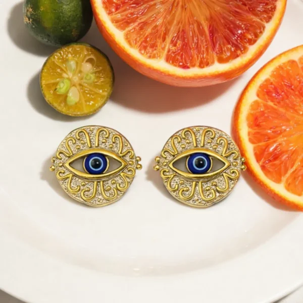 Evil Eye Mixed Metal Statement Earrings