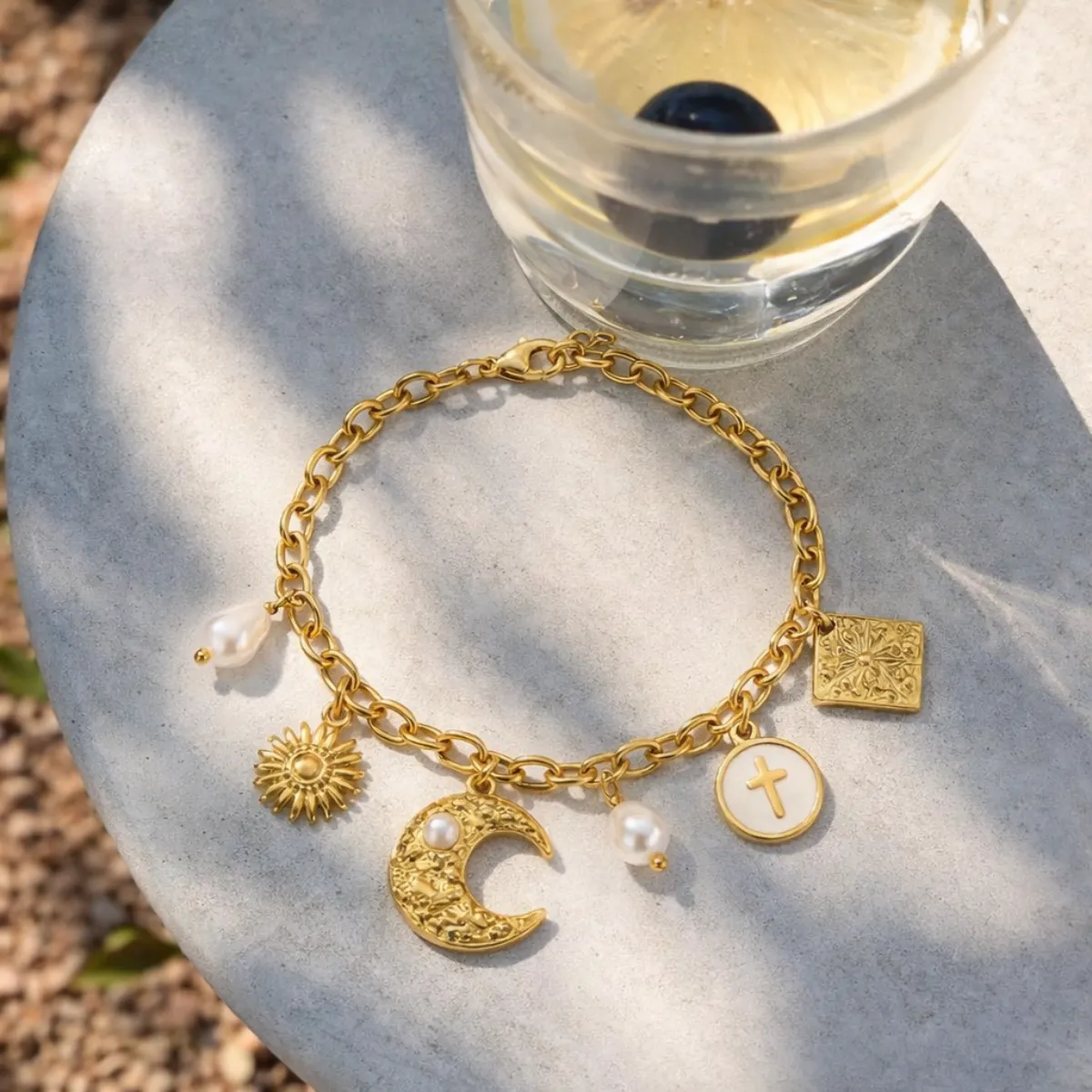 Moon Charm Necklace– 18K Gold Plated