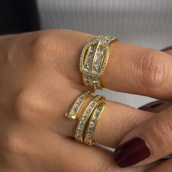 Zircon Buckle Adjustable Ring