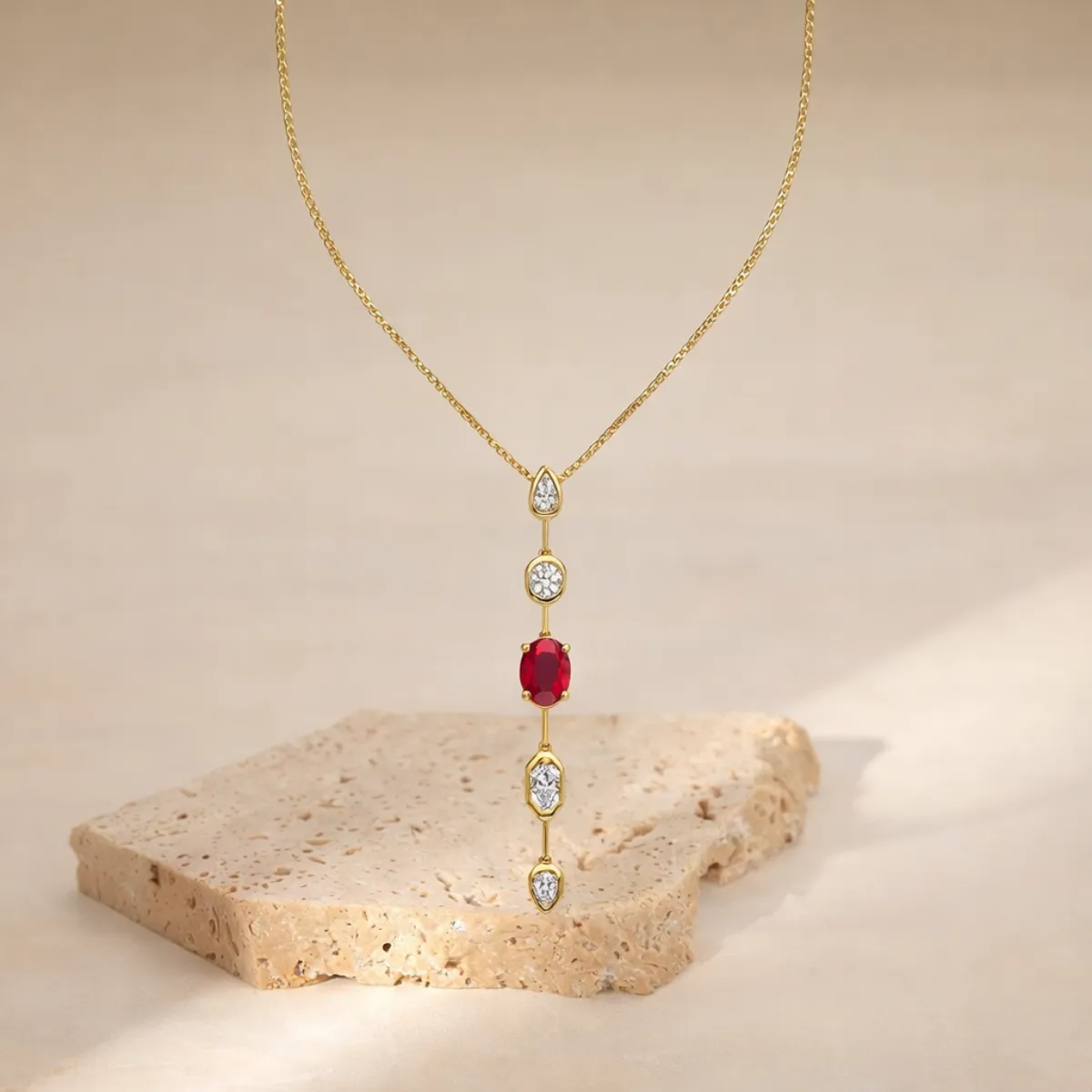 Ruby Y-Shaped Necklace