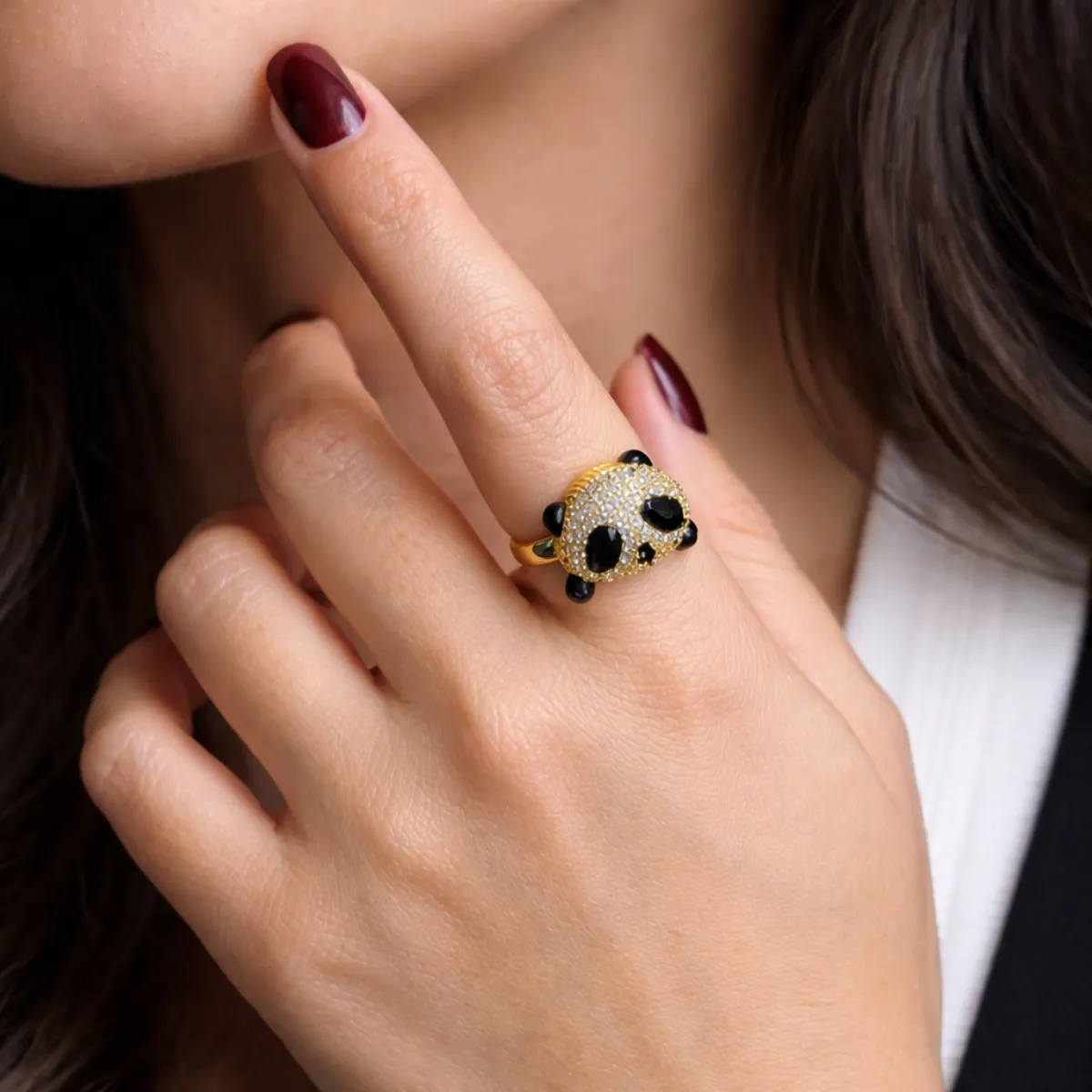 Panda Bling Zircon Adjustable Ring