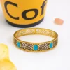 Raya Semi Precious Stone Bangle Bracelet– 18K Gold Plated