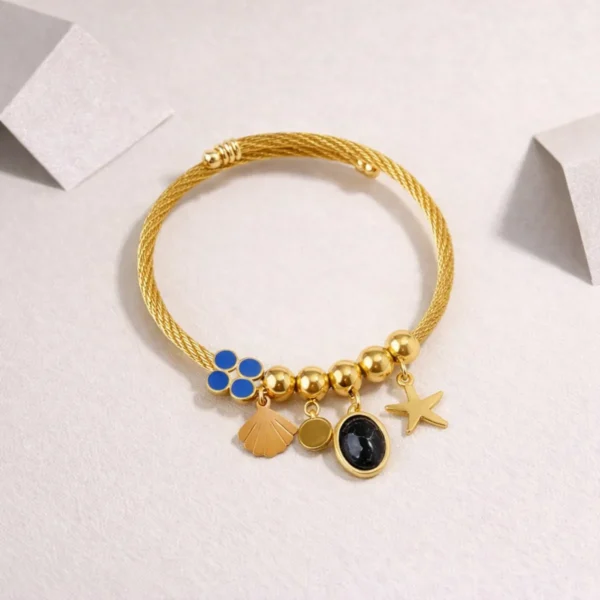 Zelda Luxe Natural Stone Charm Bracelet– 18K Gold Plated